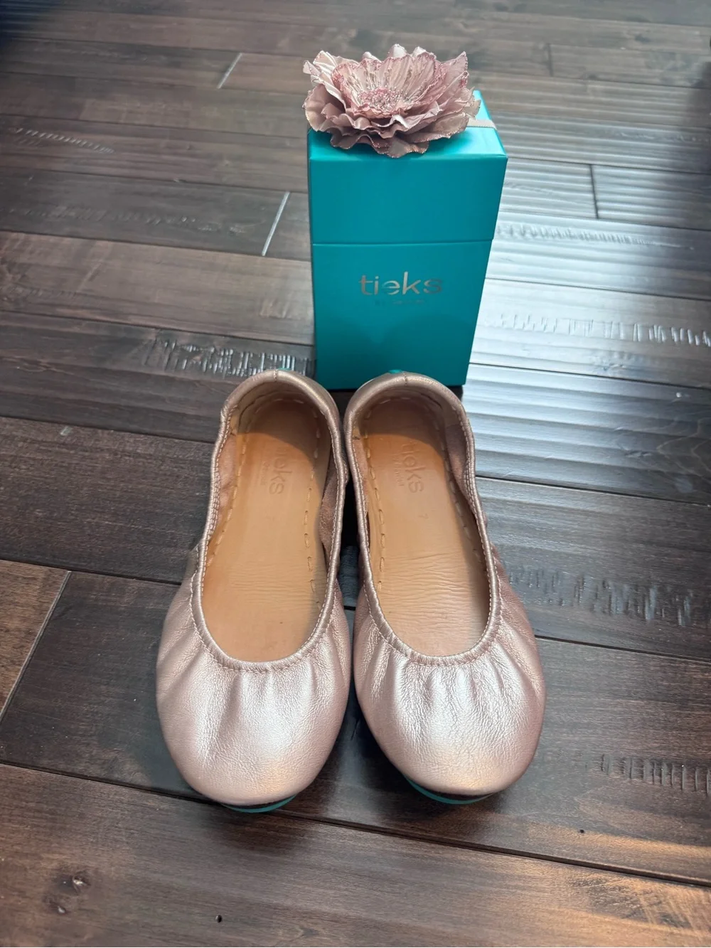 Tieks Rose Gold Metallic Ballet Flats - 7